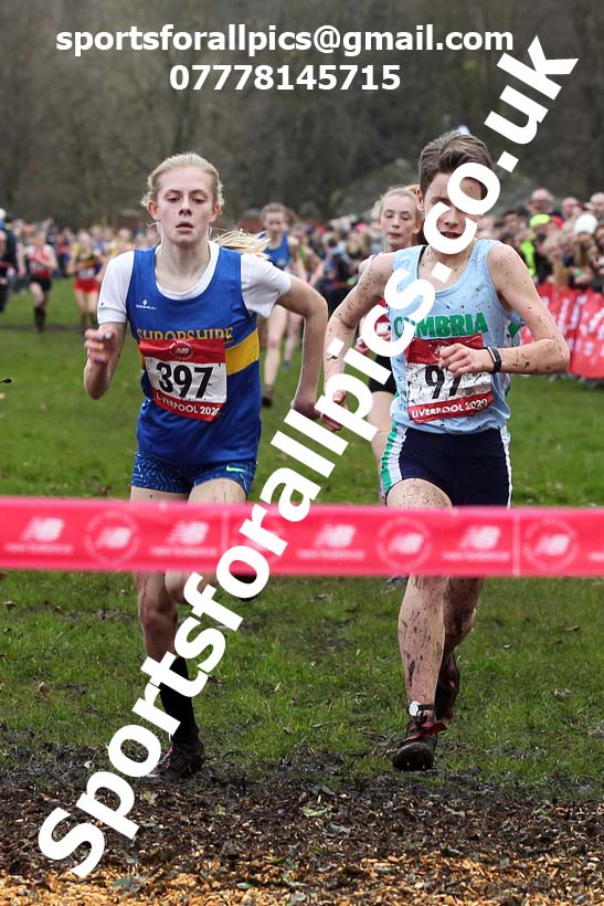 Junior girls, 2020 New Balance English Schools Champs., Sefton Park, Liverpool. Photo: David T. Hewitson/Sports for All Pics